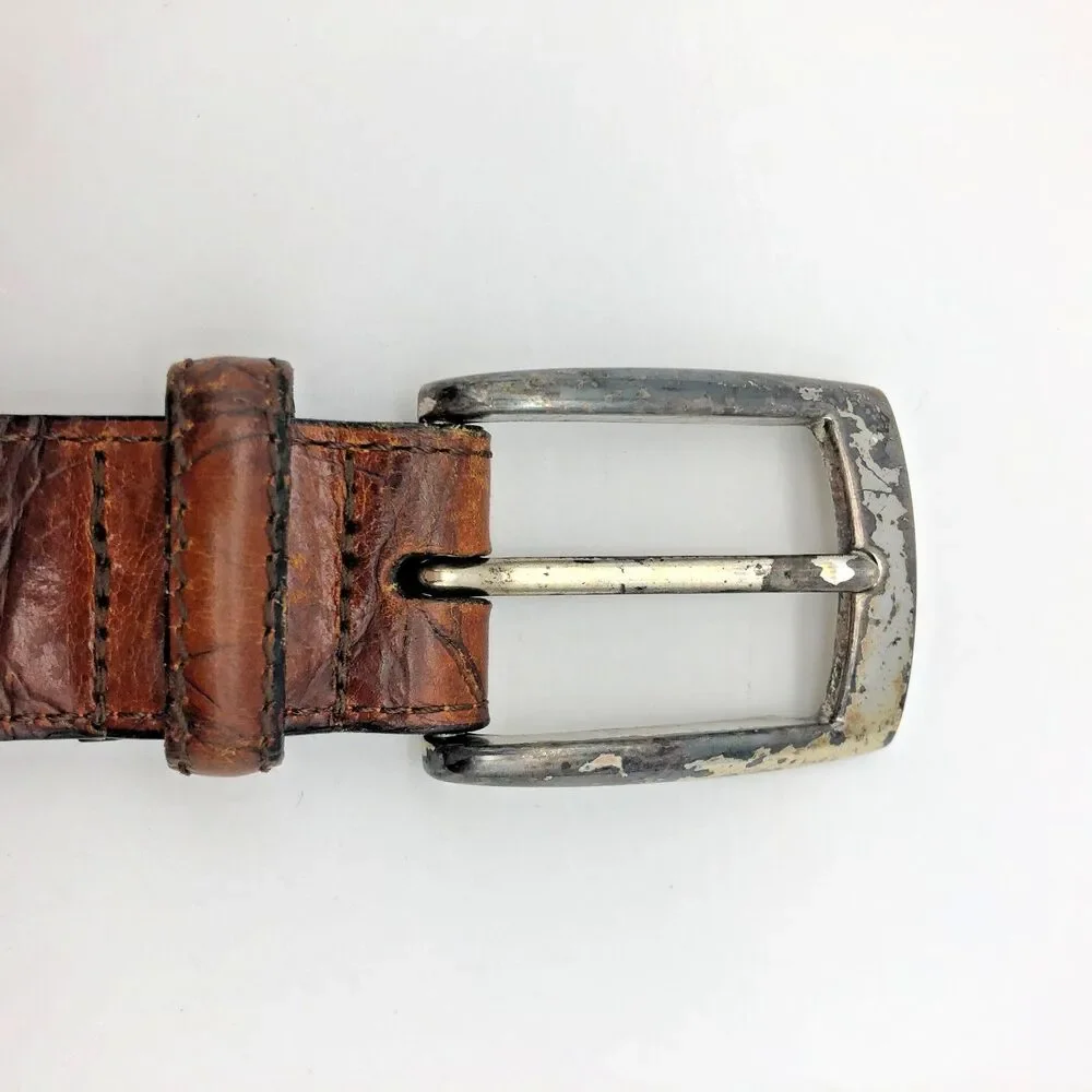 Paul Frederick Embossed Leather Belt Mens Size 34 75910 Made in USA